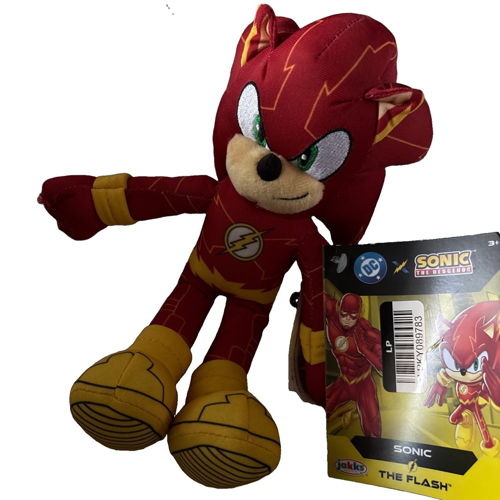 BNWT Jakks Pacific DC X Sonic the Hedgehog Sonic as The Flash 9" Small Plush Toy